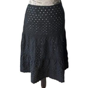 Elegant Black Eyelet Skirt